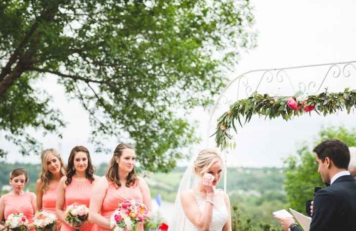 Ceremony Vows with Crying Bride at Outdoor Ceremony