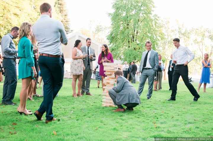 Guests Playing Lawn Games at Cocktail Hour - Jenga