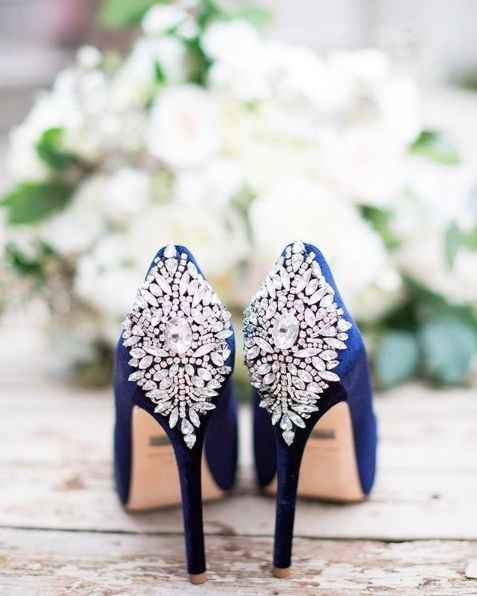 Navy Blue Bling Wedding Heels - Details Picture