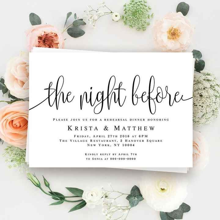 the night before rehearsal dinner invitations - black script