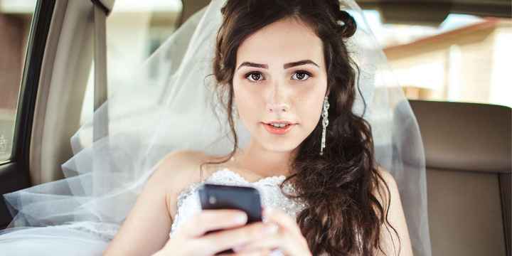 Wedding Day - Bride on Cell Phone 