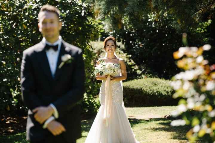 First Look - Bride Approaching Groom