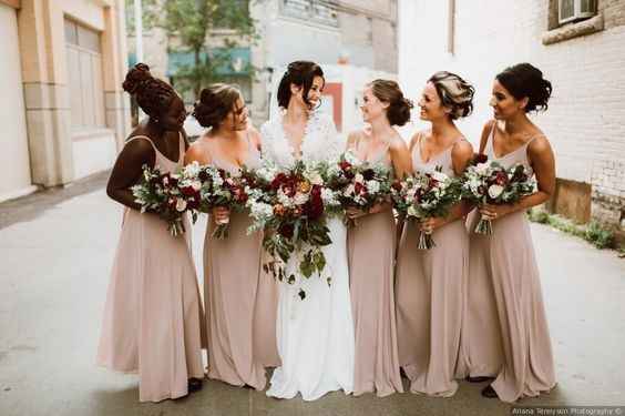 Long Nude Bridesmaids Dresses
