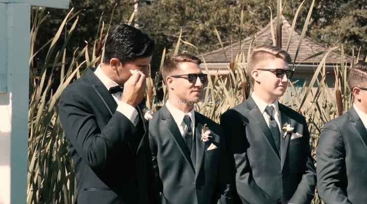 Groom's reaction - walking down the aisle