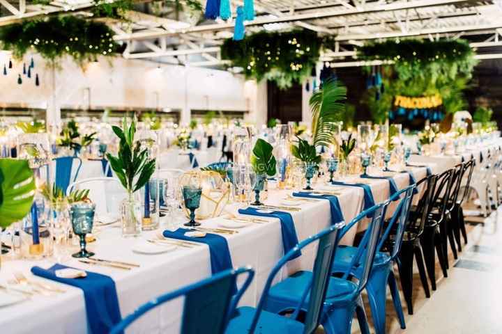 Tropical Wedding Reception Decor - Blue and Green