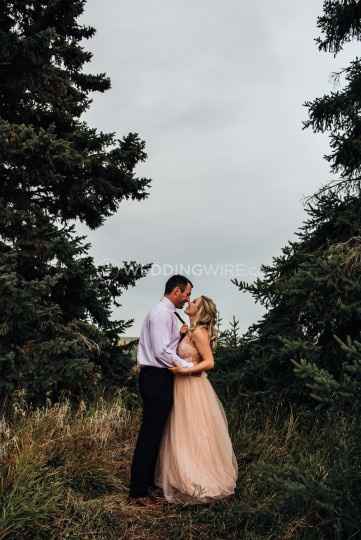 Outdoor Formal Woods Engagement Picture