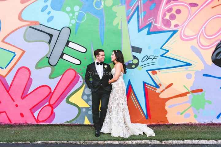 Colourful Mural Backdrop - Wedding Portrait