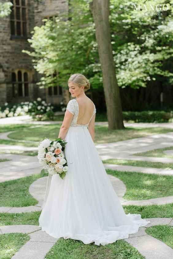 White Wedding Dress - Low Back Ballgown