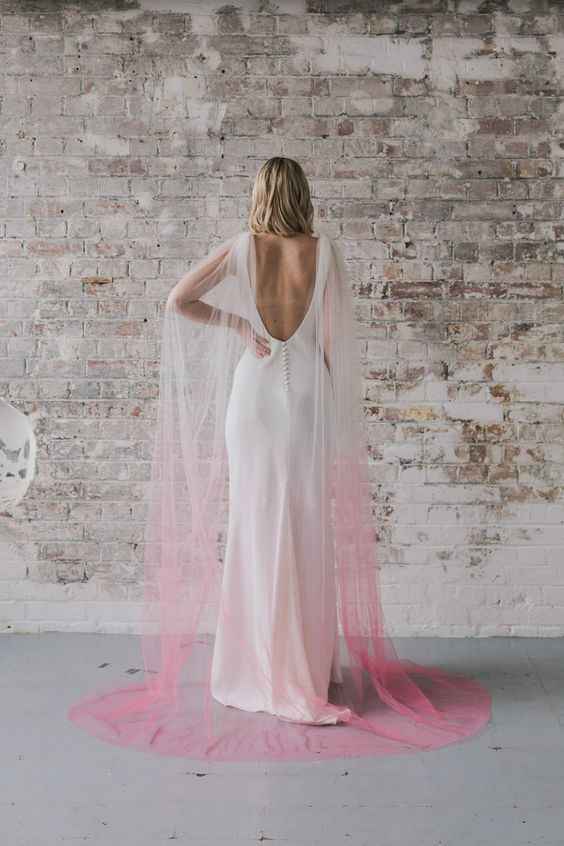 Colourful Pink Dip Dyed Ombre Wedding Veil