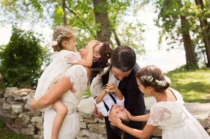 Bride and Groom with Ring Bearer and Flower Girls - Funny Picture