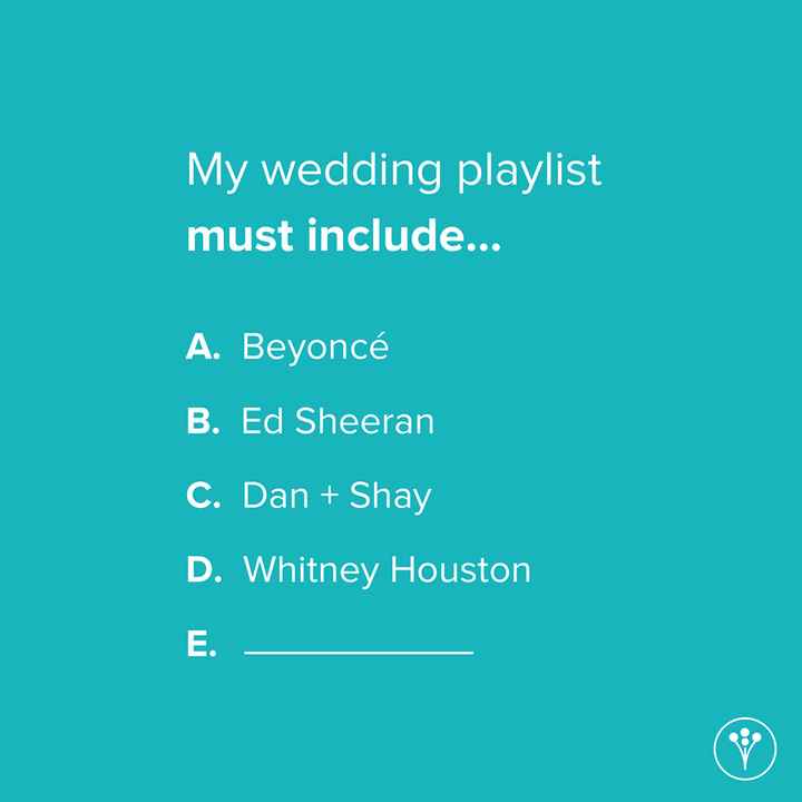 Wedding Playlist Must Include Multiple Choice Graphic