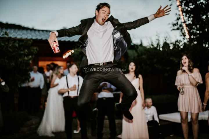 Jumping Dancing Guest on Dance Floor