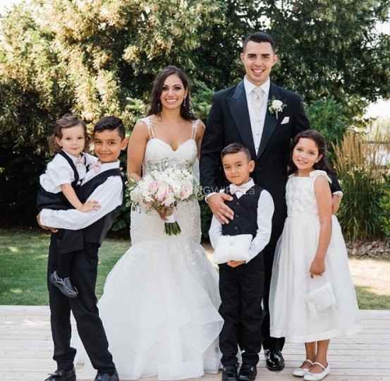 Family Photo - Bride and Groom with Kids, Flower Girl and Ring Bearers
