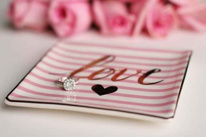 Engagement Ring in Pink Striped Love Ring Dish
