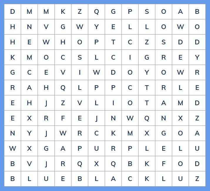 Wedding Colour Word Search
