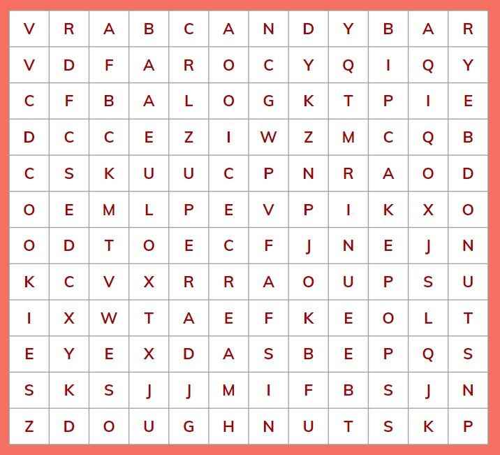 Wedding Dessert Word Search