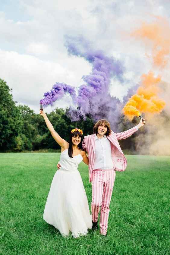 Purple and Orange Smoke Bomb Picture