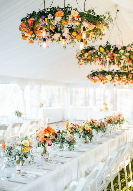 Favorite floral decor: arch, wall, or chandelier? 3