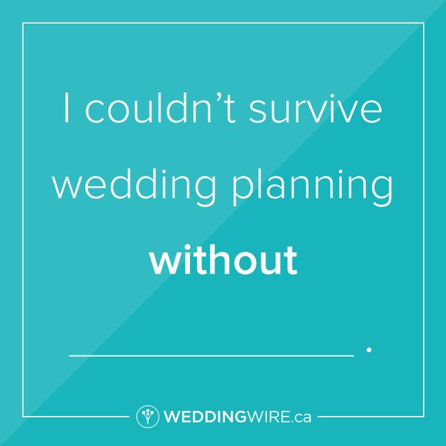 Fill in the blank:  I couldn't survive wedding planning without ____! 1