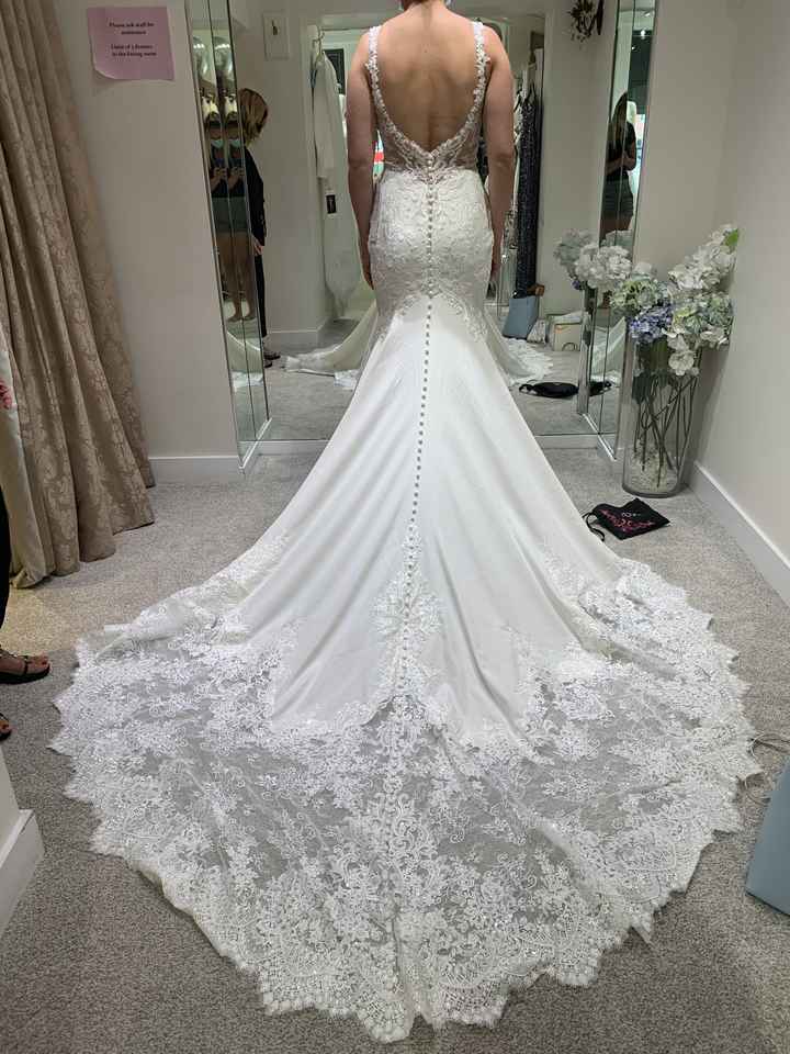 Illusion train wedding store dress