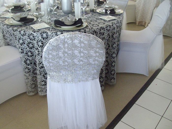 Black and Silver - Chair cover with Silver mesh