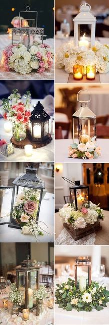 Lanterns surrounded by flowers