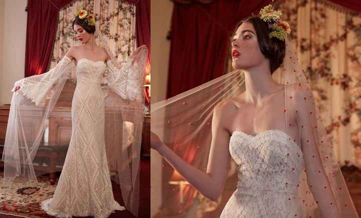 Veil with red pom poms