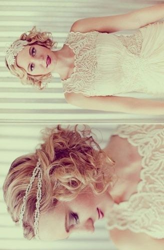 2 brides with short curly hair