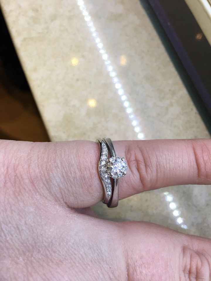 Wedding band with engagement ring