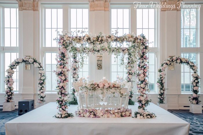 Sweet Heart Table Under Wedding Arch