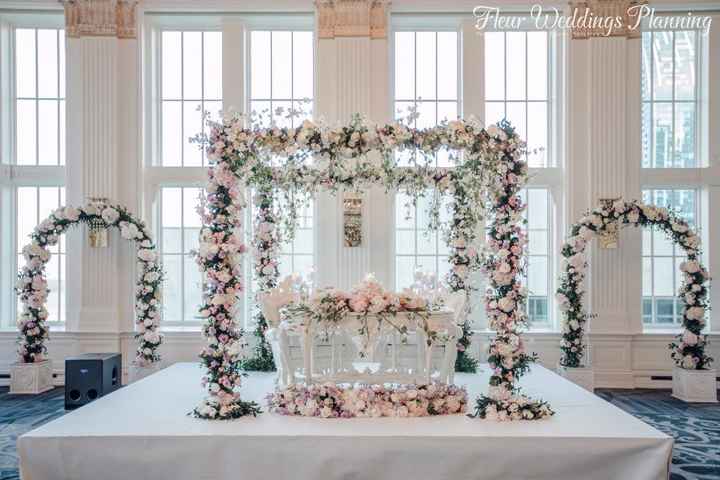 Sweet Heart Table Under Wedding Arch