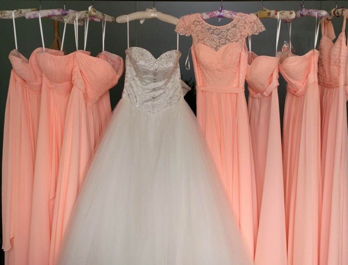 wedding dress & BMs dresses