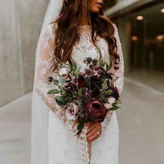 fall wedding bridal bouquet greenery peony blush pink burgundy flowers