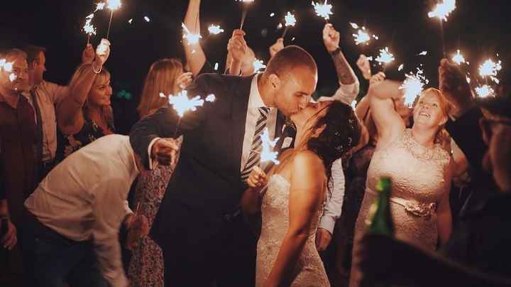 wedding sparkler exit couple kiss