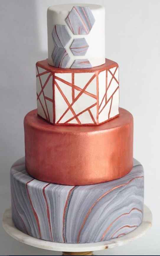 Copper and marble wedding cake