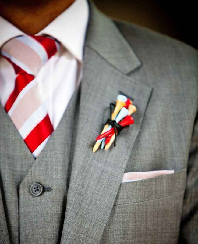 golf tees as boutonniere