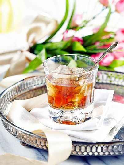 signature cocktail on a tray