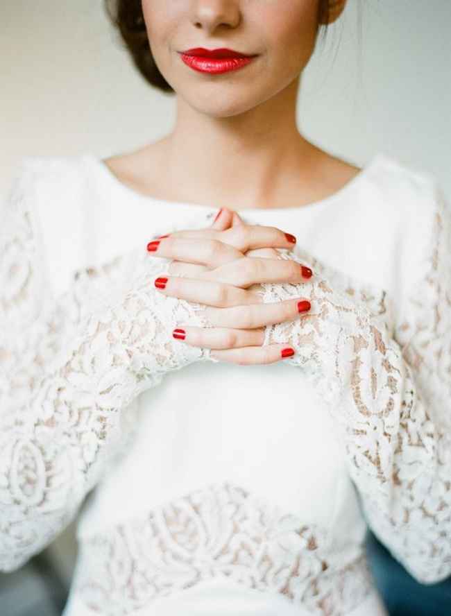 red bridal manicure