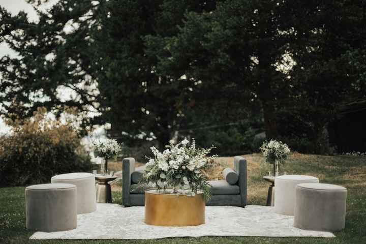outdoor lounge area at wedding