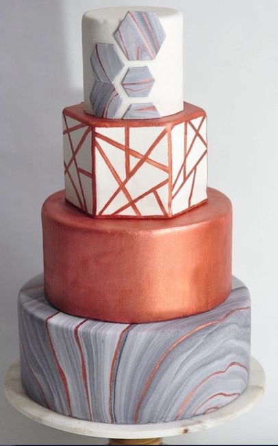 Copper and marble wedding cake