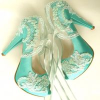 Mint Embroidered Lace Shoes