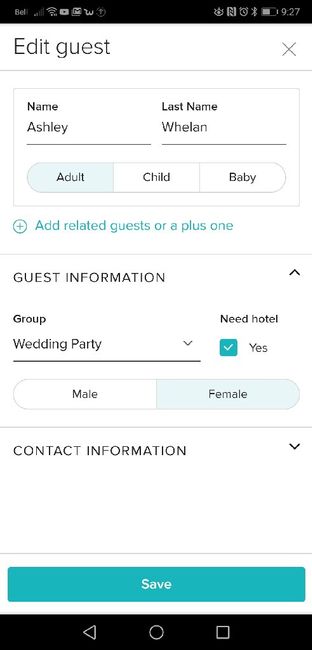 Trouble with wedding list on app 2