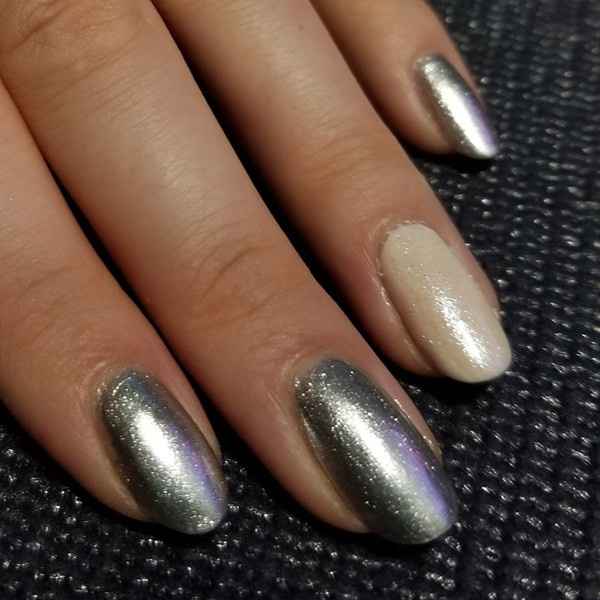 Silver & Cream nails