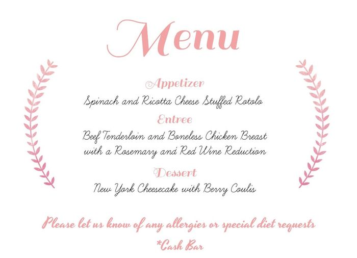 Our Dinner Menu!
