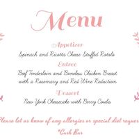 Our Dinner Menu!