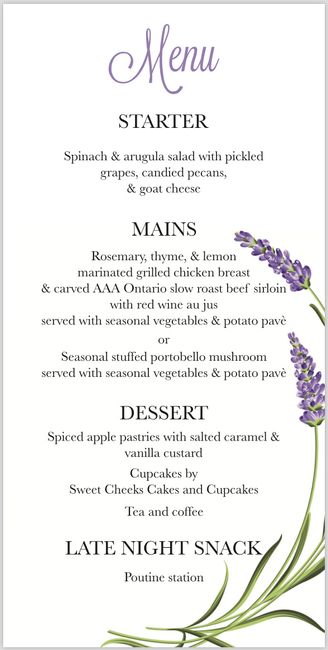 Will you have a wedding menu at the wedding supper???? 2