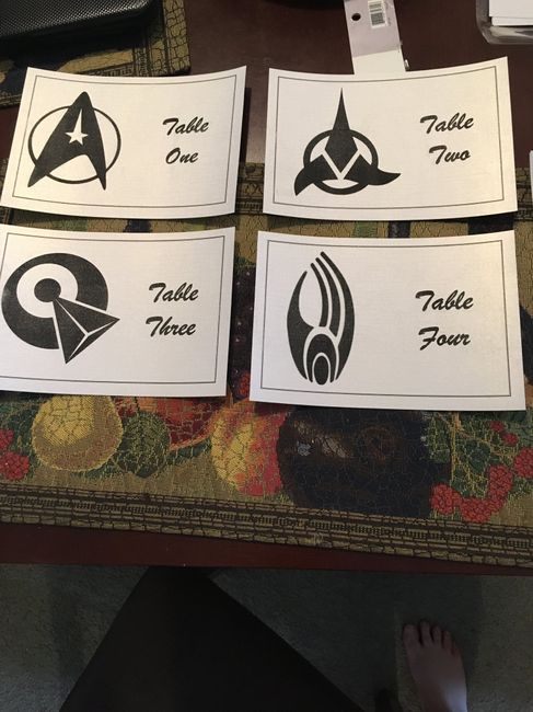 Trekkie table numbers 1