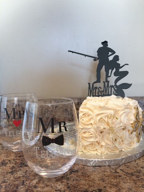Wedding Cake and Wine Glasses