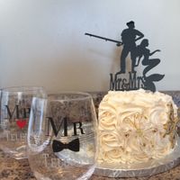Wedding Cake and Wine Glasses