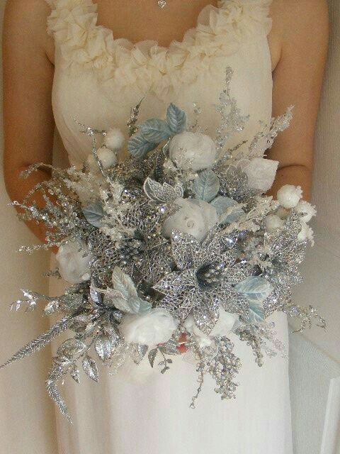 Blue and silver wedding bouquet - 1